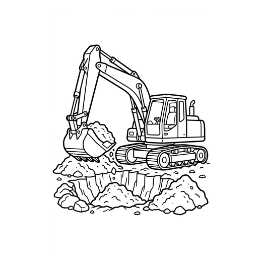 Ausmalbild Bagger (Bagger & Baumaschinen Ausmalbilder)