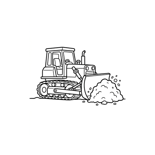 Ausmalbild Bulldozer (Bagger & Baumaschinen Ausmalbilder)
