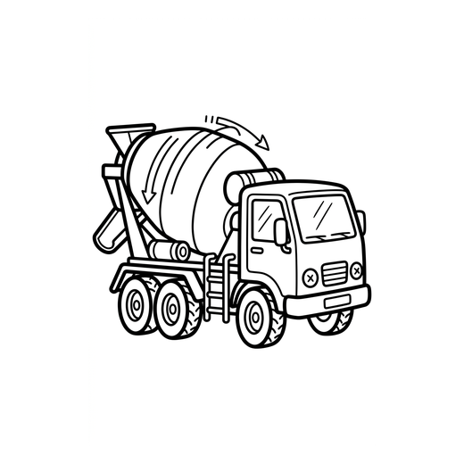 Ausmalbild Betonmischer (Bagger & Baumaschinen Ausmalbilder)