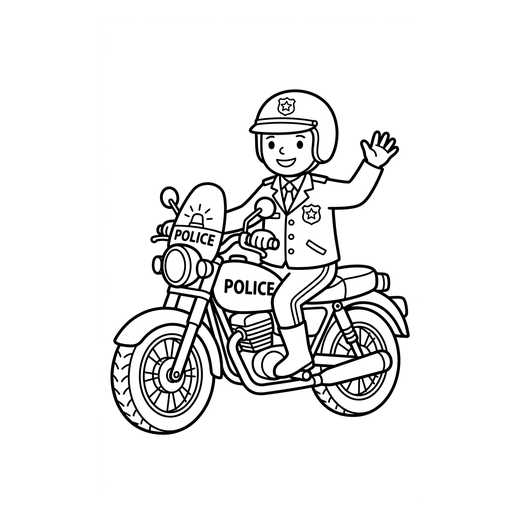 Ausmalbild Polizeimotorrad (Feuerwehr & Polizei Ausmalbilder)