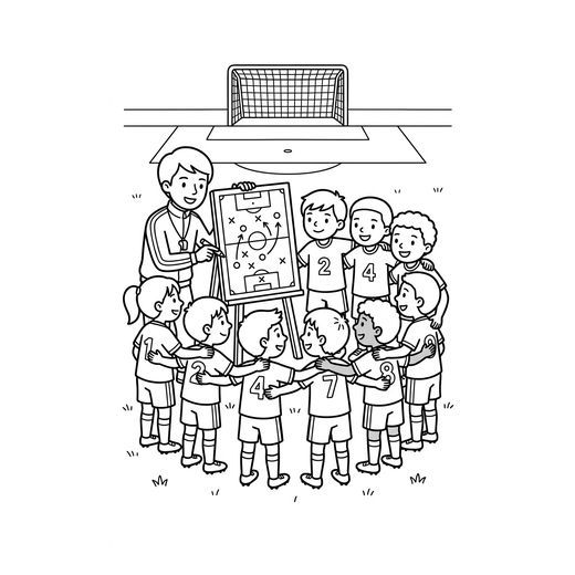 Ausmalbild Teambesprechung (Fußball Ausmalbilder)