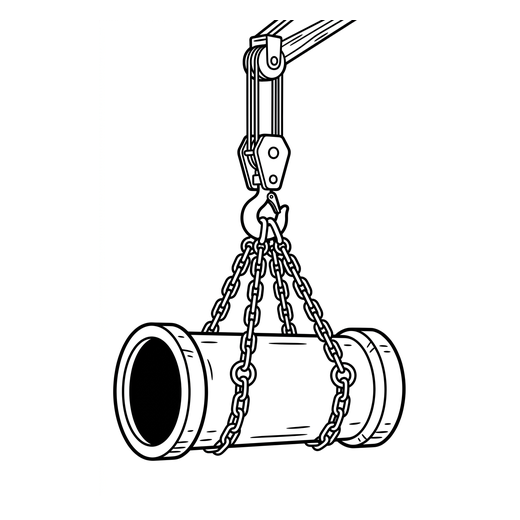 Ausmalbild Kran hebt ein Betonrohr (Kräne Ausmalbilder)