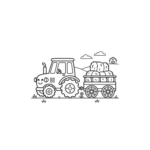 Ausmalbild Heuwagen (Traktor Ausmalbilder)