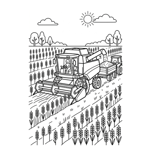 Ausmalbild Maehdrescher (Traktor Ausmalbilder)
